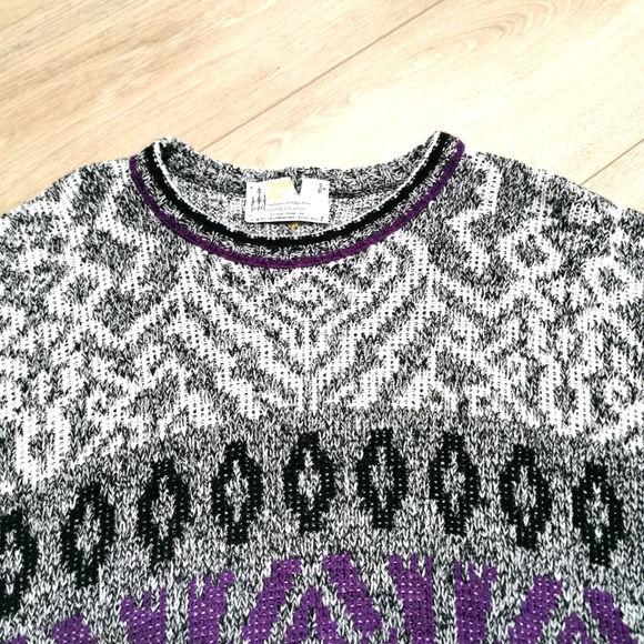Vintage London Fog Sweater 80s Geometric Sweater - Picture 5 of 6